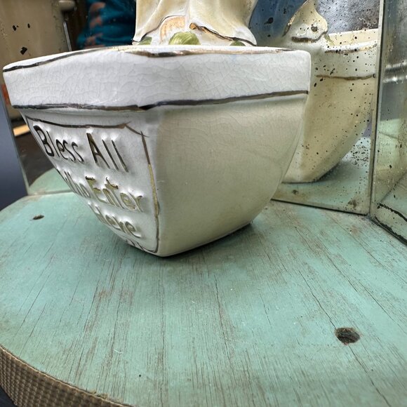 Vintage Holy Water Font Mother Mary Statue 1930s Mirrored Figurine Catholic - Picture 10 of 14